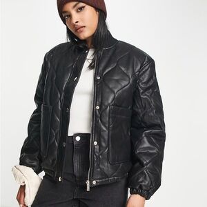 River Island Black Quilted Bomber Jacket